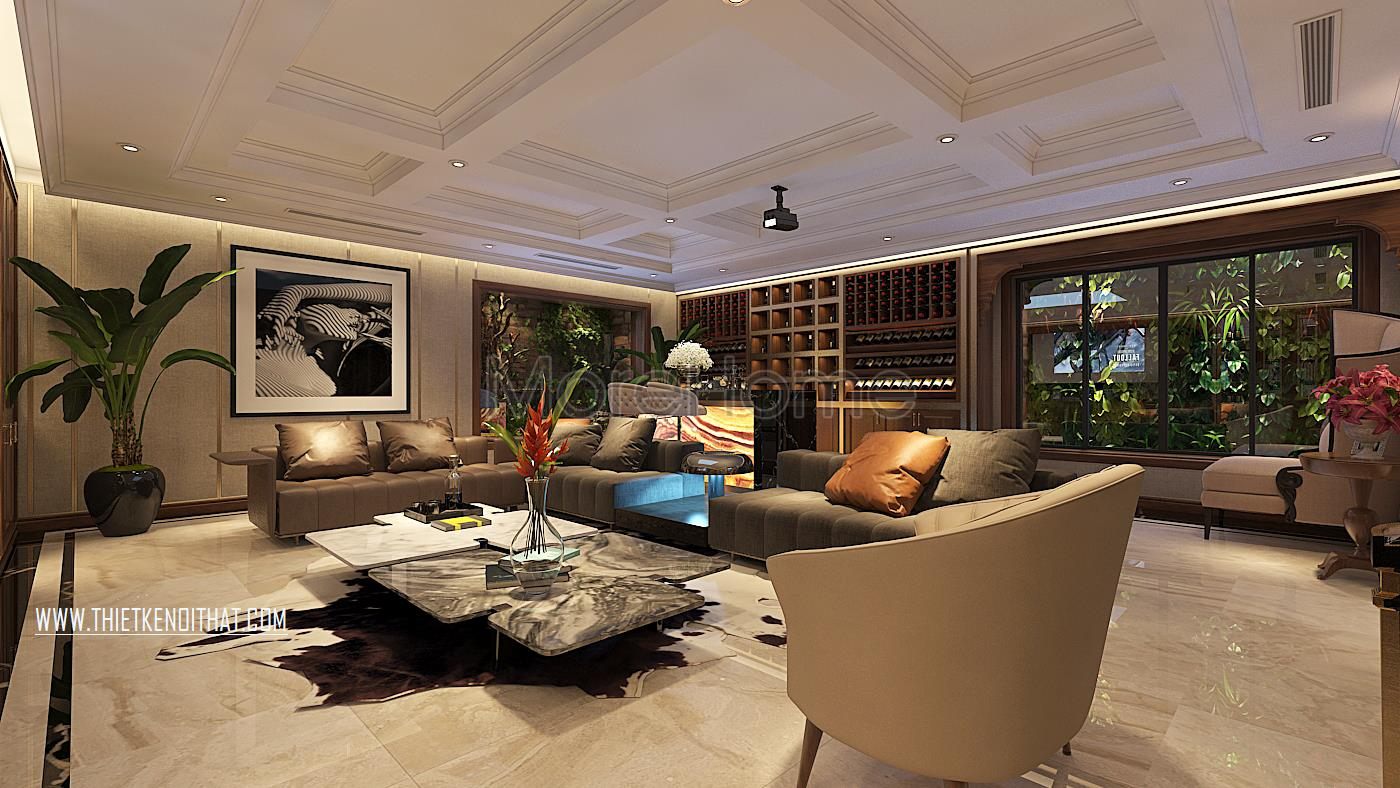 Thiết kế nội thất phòng khách biệt thự Vinhomes GreenBay HL30 